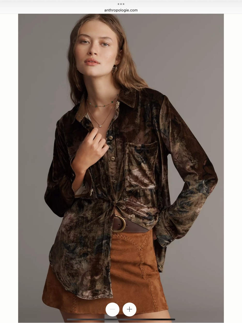 Anthropologie Multitone Crushed Velvet Button-Down Shirt